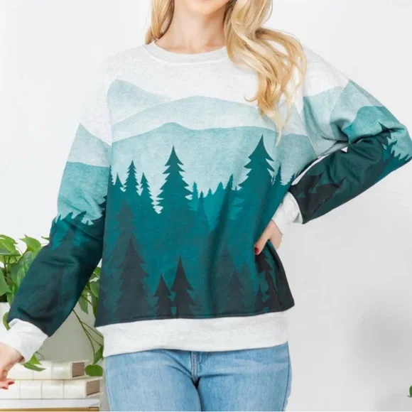 NWOT! LA SOUL Forest Print Sweatshirt, SMALL - Picture 6 of 7